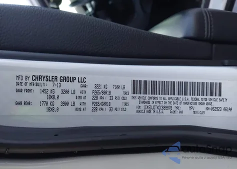 2013 Dodge Durango Crew from USA, damaged, VIN 1C4SDJDTXDC689878